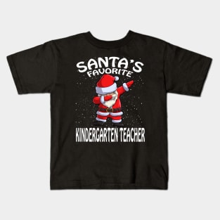 Santas Favorite Kindergarten Teacher Christmas Kids T-Shirt